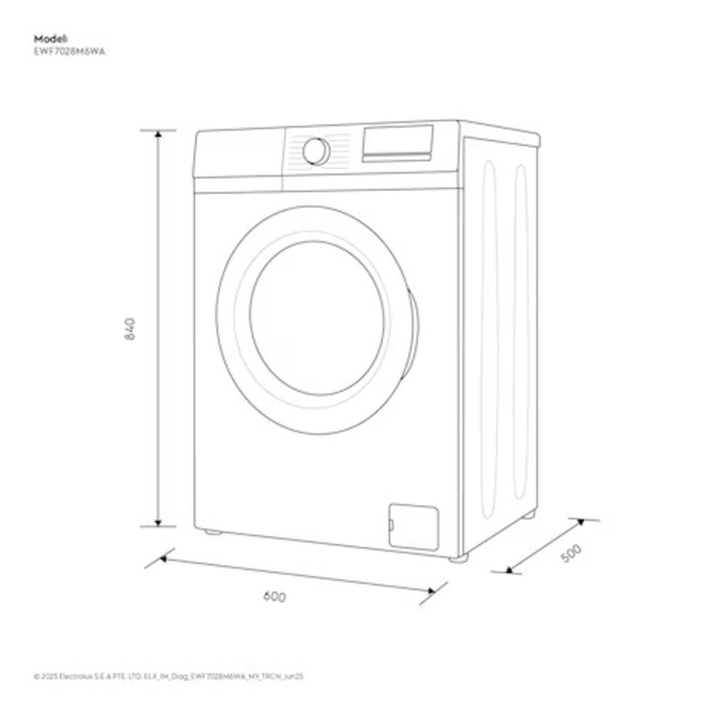 ELECTROLUX FRONT LOAD WASHING MACHINE EWF7028M6WA 7KG WHITE