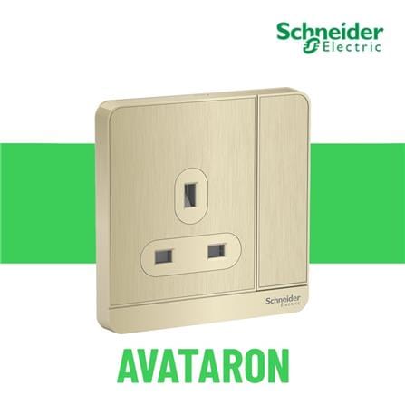 AVATARON 13A 250V 1 GANG SWITCH SOCKET E8315_GH_G11 GOLD HAIRLINE