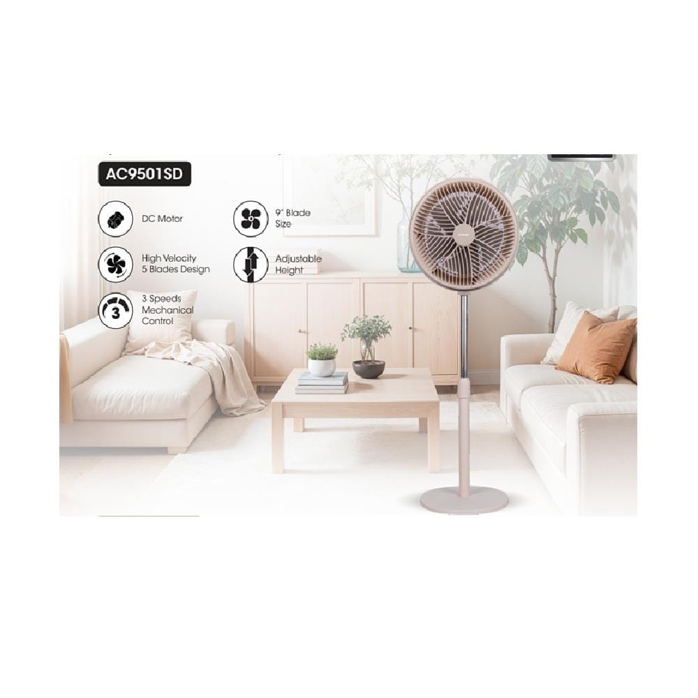 KHIND AIR CIRCULATOR STAND FAN DC MOTOR AC9501SD  9" 40W 5 BLADE