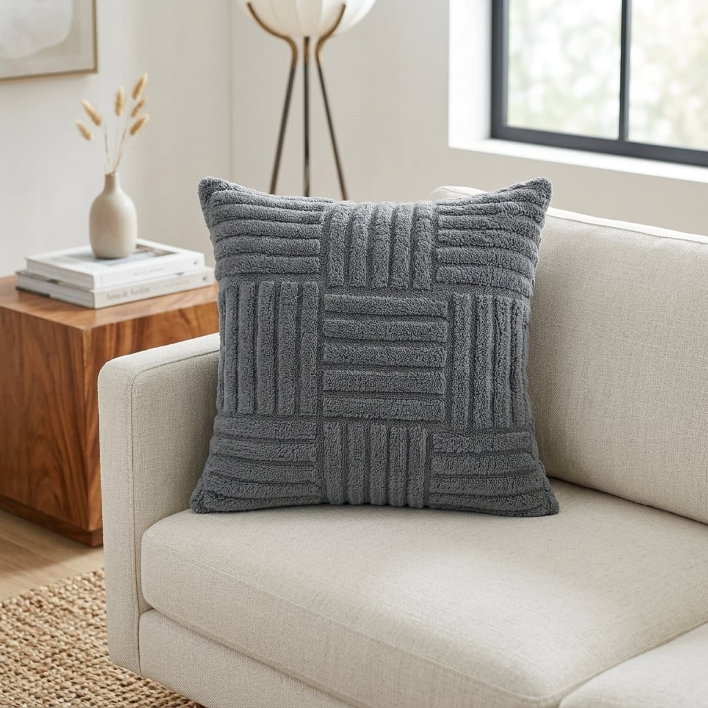 HOME LIVING STYLE CUSHION HARU 18X18INCH GRAY