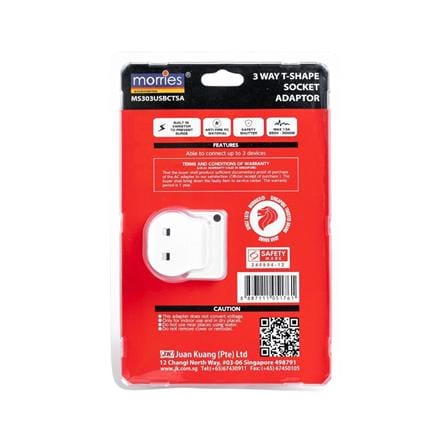 MORRIES 3 WAY T-ADAPTOR WITH 2USB A & 1 TYPE C MS303USBCTSA