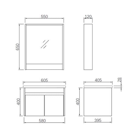 AKRON COUNTER WASHBASIN 6IN1 60CM B02-3 WHITE