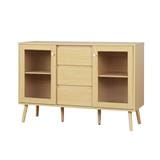 SIDEBOARD CABINET FURDINI WAVE NATURAL/PATTERNEDGLASS