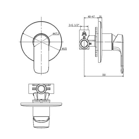 AMERICAN STANDARD LOVEN CONCEALED SHOWER MIXER FFAS1M22-709500BF0 CHROME