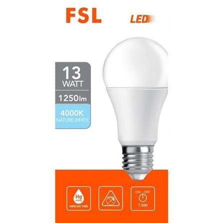 LED BULB GLS 13W E27 4000K COOL WHITE FSL