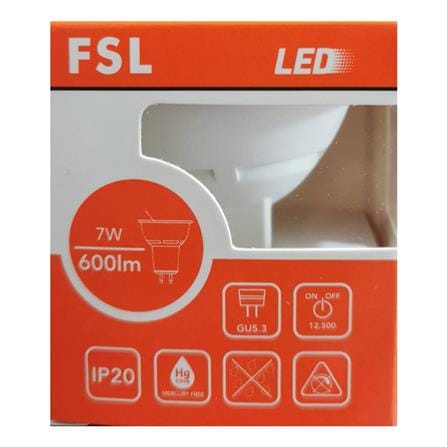 LED GU5.3 DC12V 7W 3000K WARM WHITE FSL