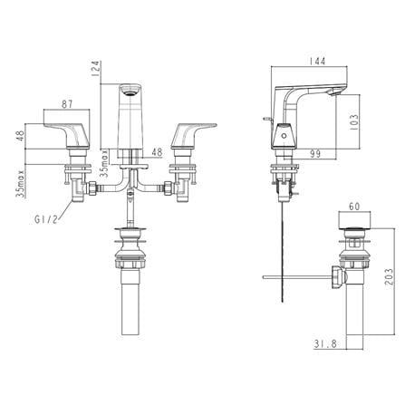 AMERICAN STANDARD SIGNATURE 3-HOLE BASIN MIXER FFAS1703-101GL0BF0 COOL SUNRISE