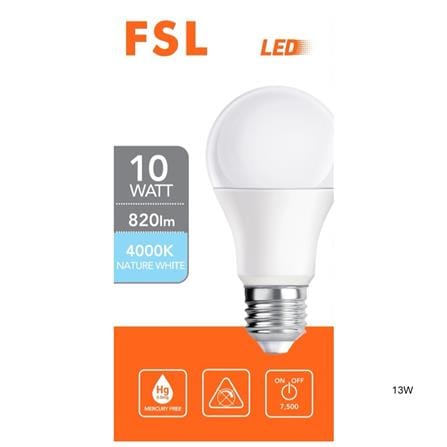 LED BULB GLS 10W E27 4000K COOL WHITE FSL