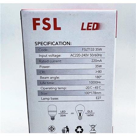 LED HIGHBAY T133 35W E27 4000K COOL WHITE FSL