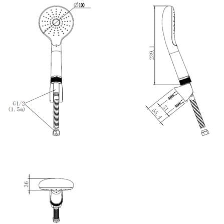 AMERICAN STANDARD WIZFLO DUO FLEX HAND SHOWER WITH HOSE & HOLDER 1352630000