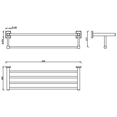 AMERICAN STANDARD CONCEPT SQUARE TOWEL BAR WITH SHELF FFAS0495-908AL0BF0 BRUSHED HARD GRAPHITE