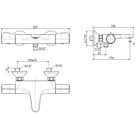 AMERICAN STANDARD TEMPTACION EXPOSED AUTO TEMPERATURE BATH MIXER FFAS4949-609500BC0