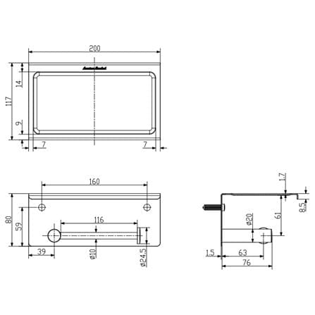 AMERICAN STANDARD CONCEPT ROUND SINGLE TISSUE HOLDER WITH SHELF FFAS1498-908500BC0 CHROME