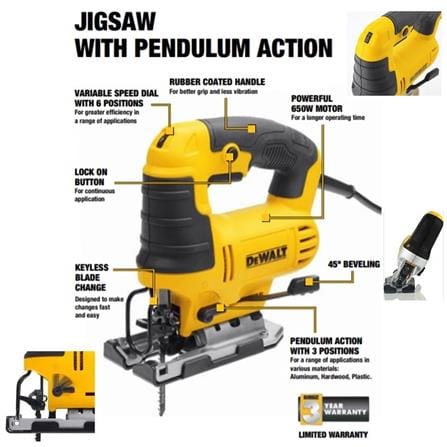 DEWALT 650W PORTABLE JIGSAW DWE349-XD