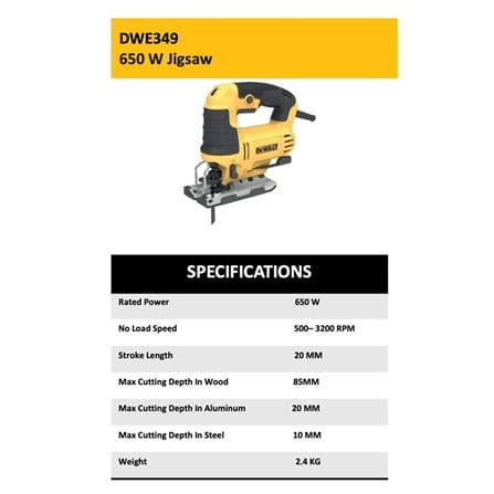 DEWALT 650W PORTABLE JIGSAW DWE349-XD