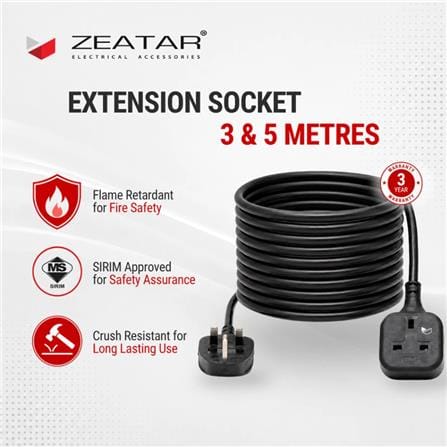 ZEATAR EXTENSION SOCKET HEAVY DUTY 3M Z570-3