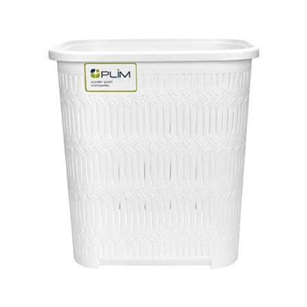 TALL RECTANGULAR LAUNDRY BASKET PLIM BAMBOO BK-120 WHITE