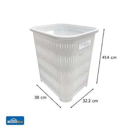 TALL RECTANGULAR LAUNDRY BASKET PLIM BAMBOO BK-120 WHITE