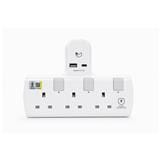 ZEATAR 3 WAY T-ADAPTOR WITH USB2.4A+C SURGE Z803-CU