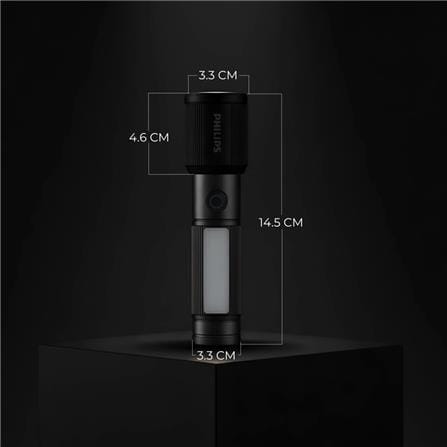 PHILIPS ALUMINIUM ALLOY ZOOM DUAL LED RECHARGEABLE FLASHLIGHT 330LM 325m 2000MAH