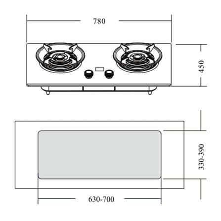 LIVINOX GAS HOB LGH-228T 2BF-FG 2BURNER 5.2KW 78CM i-SYNC SMART TIMER