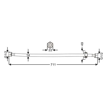 MOYA WATER INLET HOSE MY PET-2828 28IN GREY