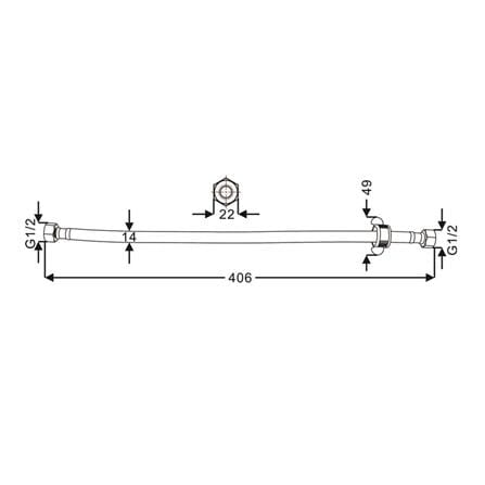 MOYA WATER INLET HOSE MY PET-1666 16IN GREY