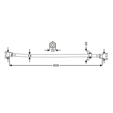 MOYA WATER INLET HOSE MY PET-2424 24IN GREY