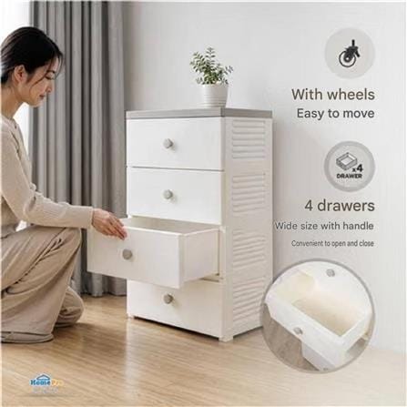 4 TIER DRAWER MINA 57.6X40X93.3CM WHITE/GREY