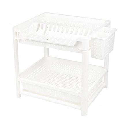 DISH RACK PLASTIC 2TIER KECH WHITE 35.7X51.8X41.5CM
