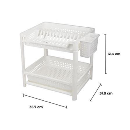 DISH RACK PLASTIC 2TIER KECH WHITE 35.7X51.8X41.5CM