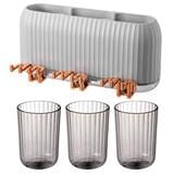 COSSY PLUS TOOTHBRUSH HOLDER WITH 3 MOUTHWASH CUP CP-8655 GRAY