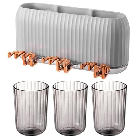 COSSY PLUS TOOTHBRUSH HOLDER WITH 3 MOUTHWASH CUP CP-8655 GRAY