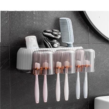 COSSY PLUS TOOTHBRUSH HOLDER WITH 3 MOUTHWASH CUP CP-8655 GRAY
