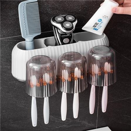 COSSY PLUS TOOTHBRUSH HOLDER WITH 3 MOUTHWASH CUP CP-8655 GRAY