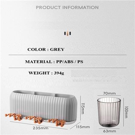 COSSY PLUS TOOTHBRUSH HOLDER WITH 3 MOUTHWASH CUP CP-8655 GRAY