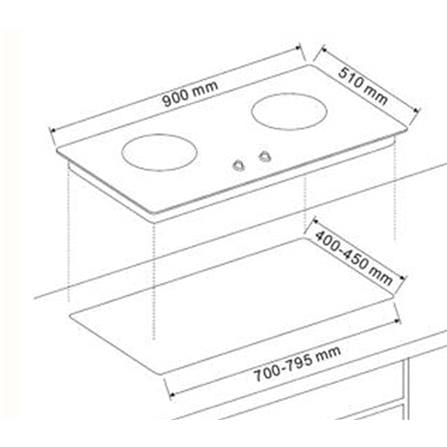FABER FLEXIBLE CUT OUT GAS HOB FBIH-G902B580TGM BLACK 2 BURNERS 5.8KW 90CM WITH TIMER