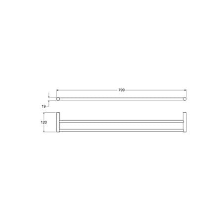 JOHNSON SUISSE DOUBLE TOWEL RAIL 80CM WBBA100374CP CHROME