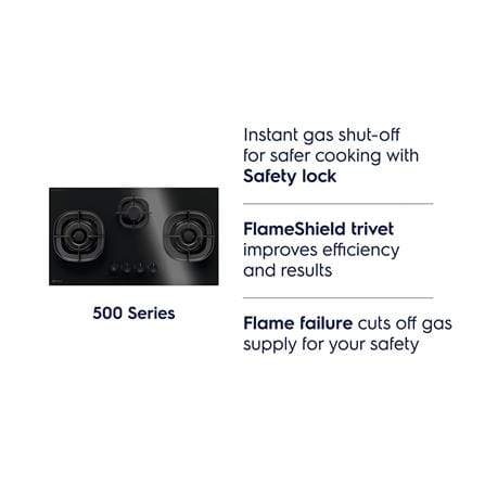 ELECTROLUX 90CM 500 SERIES BUILT-IN GAS HOB EHG9355BF 3BURNERS 5KW+1.65KW 90CM