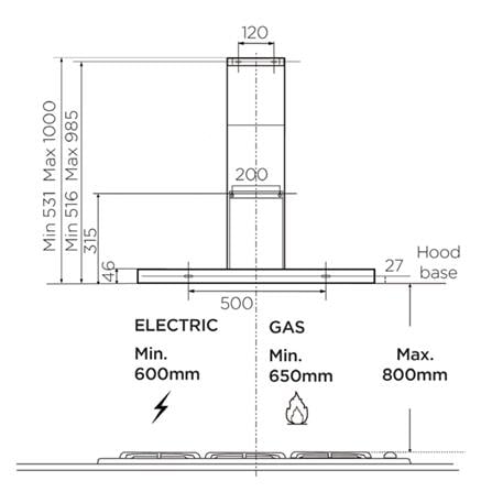 ELECTROLUX 600 SERIES CHIMNEY EXTRACTOR HOOD ECT9632XB 90CM 1200M3/H