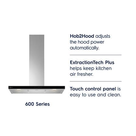 ELECTROLUX 600 SERIES CHIMNEY EXTRACTOR HOOD ECT9632XB 90CM 1200M3/H