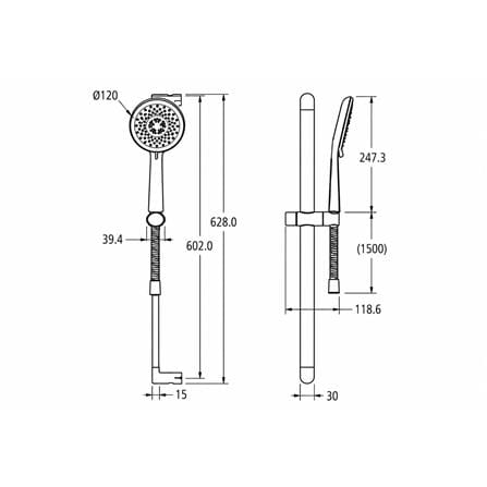 JOHNSON SUISSE BERING SHOWER KIT WITH HOSE SLIDING BAR WBFA301079CP CHROME