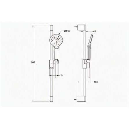 JOHNSON SUISSE BALTIC-N SHOWER KIT WITH HOSE SLIDING BAR WBFA301630CP CHROME