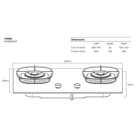 ELECTROLUX 80CM 600 SERIES BUILT-IN GAS HOB EHG8256MF 2BURNERS 5.2KW 80CM