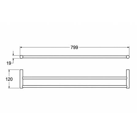 ROCA CESENA-R DOUBLE TOWEL RAIL 80CM A817990C00 CHROME