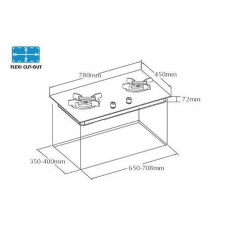 FOTILE FLEXIBLE CUT OUT GAS HOB GHG78221-I BLACK 2 BURNERS 5.0KW 78CM SMART SYNC