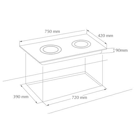 FOTILE CERAMIC HOB HBFO-EEG75201 4500WATT 2 ZONE 75CM