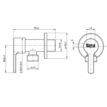ROCA AQUA 1/2" ANGLE VALVE A5A801HC0N CHROME