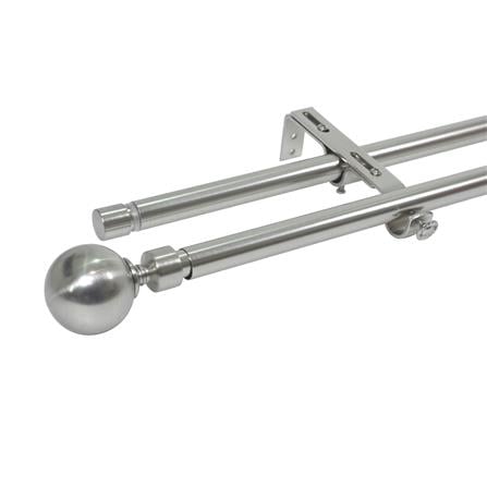 HOME LIVING STYLE DOUBLE CURTAIN ROD 19MM METAL 120-210CM SILVER