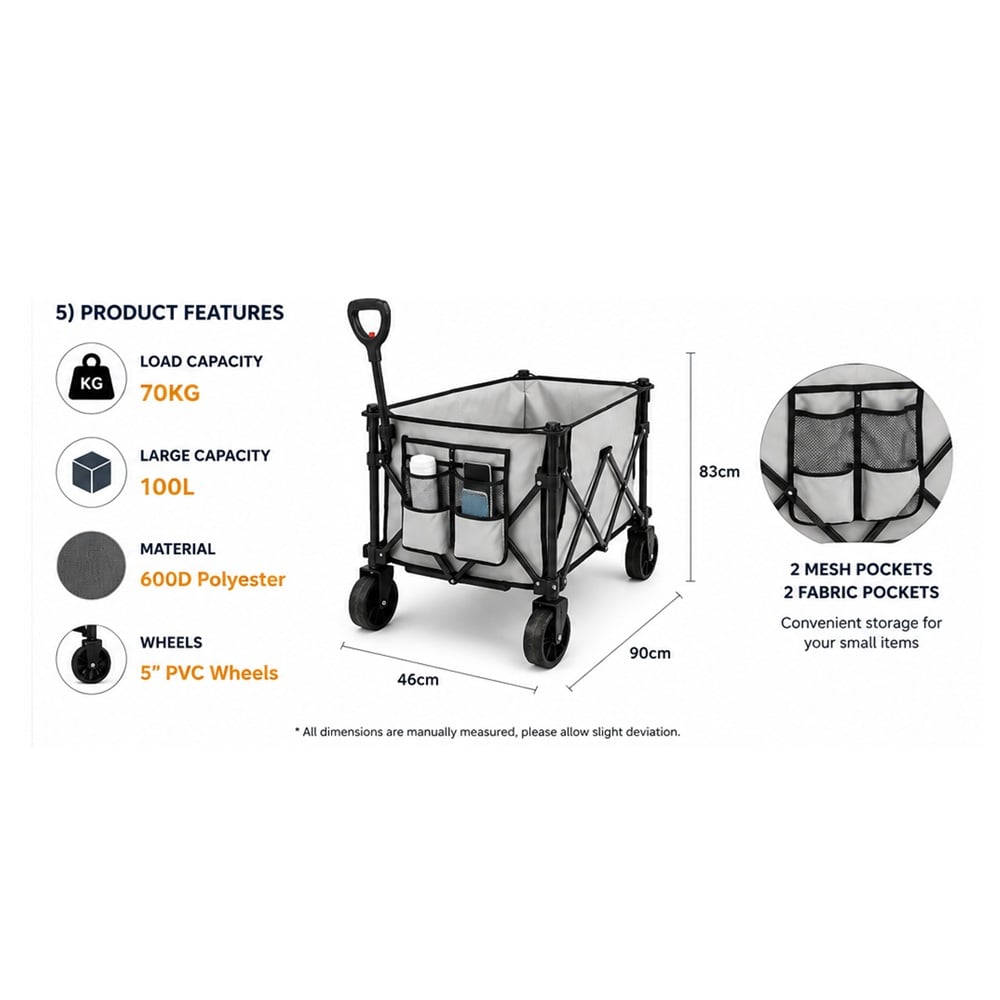 JH FOLDING CAMPING WAGON JH9174 70KG (GREY)